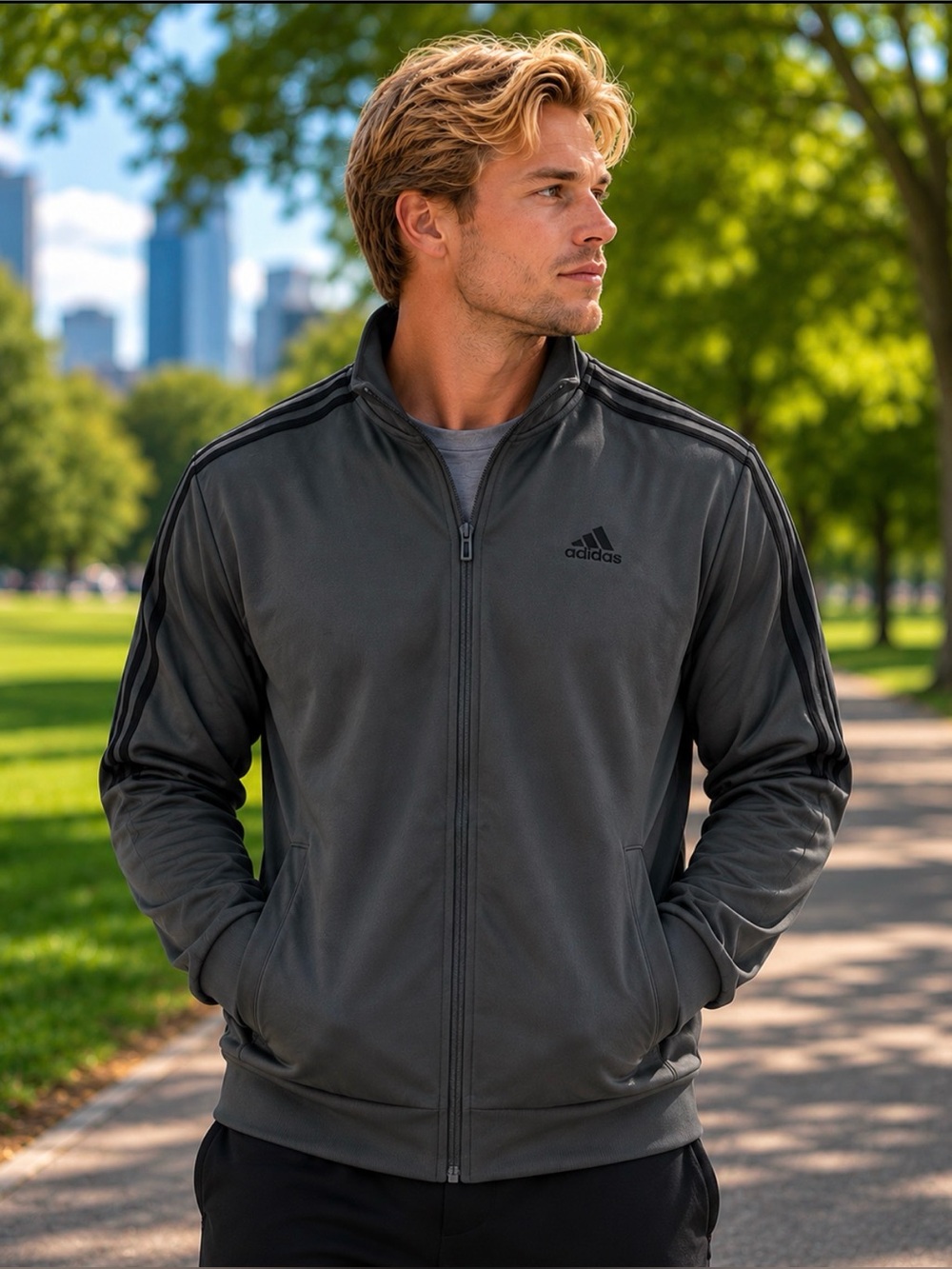 adidas Black & Charcoal Lightweight Track Jacket